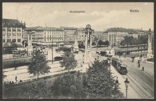 Ansichtskarte Blick auf den Oranienplatz mit Brücke und Grünflächen