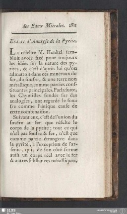 Essai d'Analyse de la Pyrite