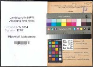 Entnazifizierung Margarethe Rieckhoff , geb. 25.09.1901 ()