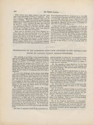 [XXXV.] Memorandum on the lightning conductor attached to the Madras light house, by Captain Ludlow, Madras engineers