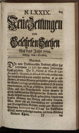 N. LXXIX. Leipzig, den 2 October. - N. LXXXVII. Leipzig, den 30 October.