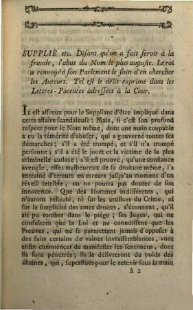 Requete Au Parlement Les Chambres Assemblées, Par Monseigneur Le Cardinal Prince Louis De Rohan-Soubise, etc.