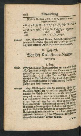 II. Capitel. Von der Reductione Numerorum.