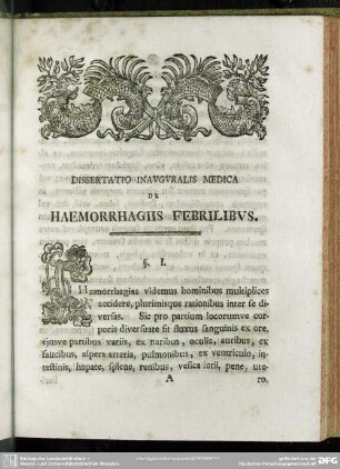 Dissertatio Inauguralis Medica De Haemorrhagiis Febrilibus