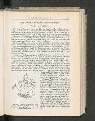 Ein Denkmal Heinrich Rantzaus in Papier
