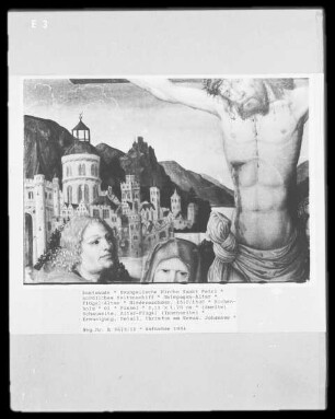 Halepagen-Altar — Passion Christi — oberes Bildfeld: Kreuzigung Christi