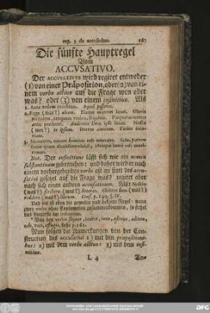 Die fünfte Hauptregel Vom Accusativo.