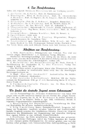 Schrifttum zur Berufsberatung: