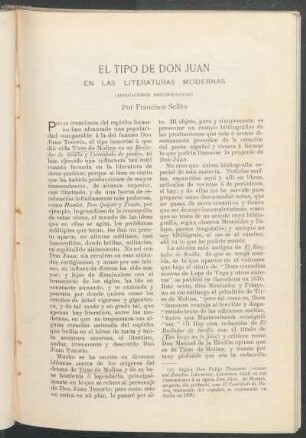El tipo de Don Juan en las literaturas modernas. : (Indicaciones bibliográficas)