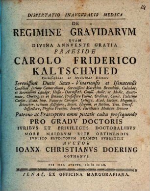 Diss. inaug. med. de regimine gravidarum