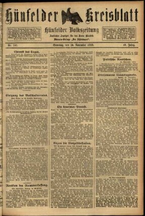 Ausgabe vom Samstag, den 24. November 1923.