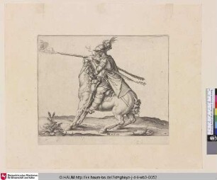 [Ein Kavallerist feuert ein Gewehr ab; A Cavalryman Firing a Gun]