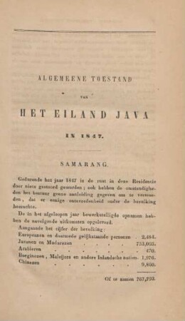 Algemeene toestand van het eiland Java in 1847