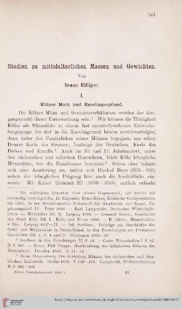 Studien zu mittelalterlichen Massen und Gewichten