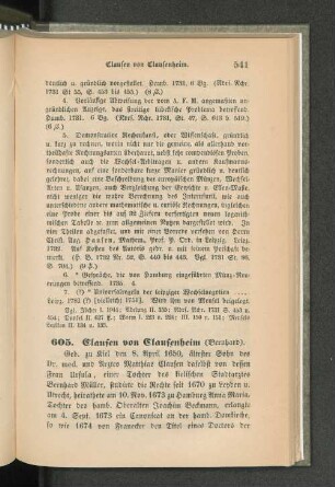 605. Clausen von Clausenheim (Bernhard).