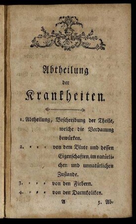 Abtheilung der Krankheiten.
