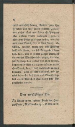 Vom wohlthätigen Tim