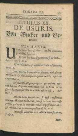 Titulus XX. De Usuris.
