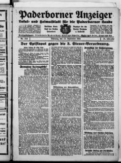 Paderborner Anzeiger : Lokal- und Heimatzeitung für das gesamte Paderborner Land : Tageszeitung für Jedermann : Publikationsorgan vieler Behörden