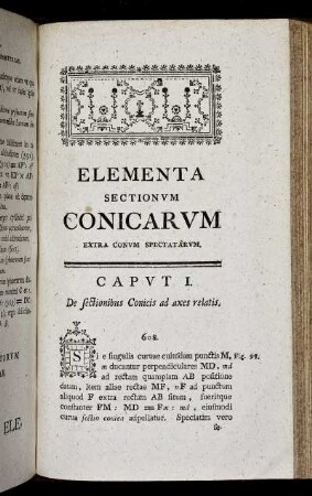 Elementa Sectionum Conicarum Extra Conum Spectatarum.