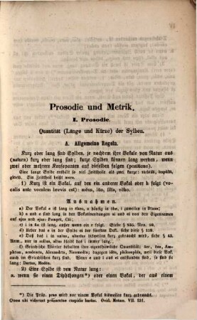 Prosodie u. Metrik als Anhang zur Grammatik der lateinischen Sprache