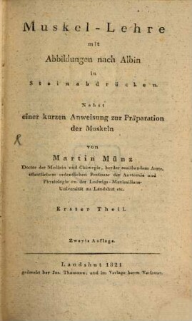 Handbuch der Anatomie des menschlichen Körpers, 1. Muskel-Lehre