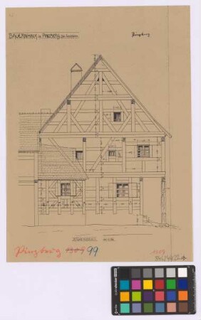 Pinzberg (Landkreis Forchheim): Bauernhaus. Haupthaus (Ost-Giebel-Ansicht)