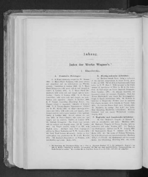 Anhang. Index der Werke Wagner`s.