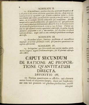 Caput Secundum De Ratione Ac Proportione Quantitatum Directa.
