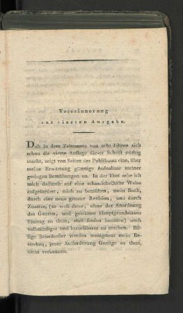Vorerinnerung zur vierten Ausgabe.