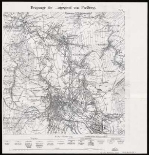 Erzgänge um Freiberg und Brand, 1:25 000, Kopie einer Lithographie, 1901 : Tafel 1: Erzgänge der Umgegend von Freiberg. - 1:25 000. - Leipzig : Giesecke & Devrient , [1901]. - 1 Tafel : einfarb. ; Blattgröße 42 x 40 cm Tafel 2: Erzgänge der Umgegend von Brand. - 1:25 000. - Leipzig : Giesecke & Devrient , [1901]. - 1 Tafel : einfarb. ; Blattgröße 42 x 40 cm