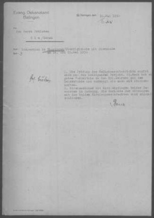 Tieringen-Oberdigisheim mit Obernheim: Inspektionsbericht 1950