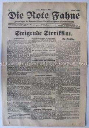 Kommunistische Tageszeitung "Die Rote Fahne" zu den Streiks in Mitteldeutschland