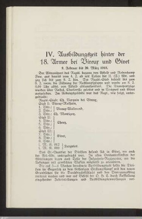 IV. Ausbildungszeit hinter der 18. Armee bei Vireux und Givet