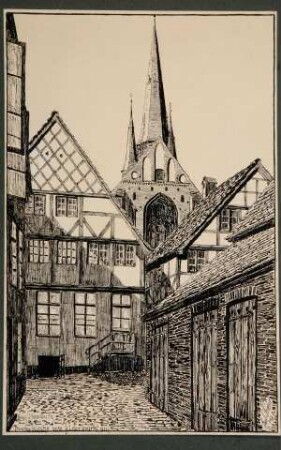 aus Flensburg Nicolai Kirche vom Südermarkt aus