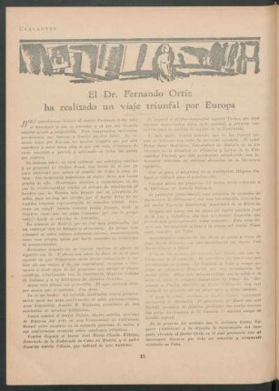 El Dr. Fernando Ortiz ha realizado un viaje triunfal por Europa