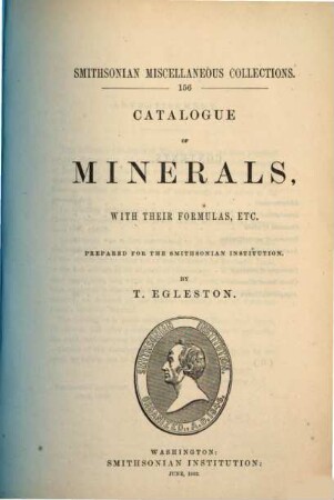 Catalogue of minerals : with their formulas, etc.