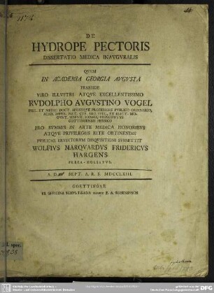 De Hydrope Pectoris : Dissertatio Medica Inauguralis