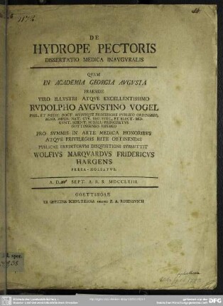 De Hydrope Pectoris : Dissertatio Medica Inauguralis