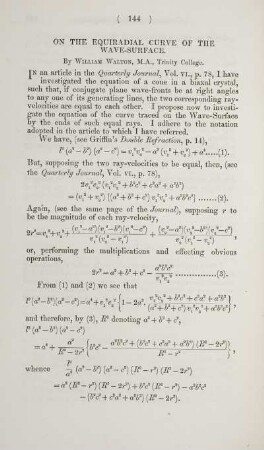 On the equiradial curve of the wave-surface.