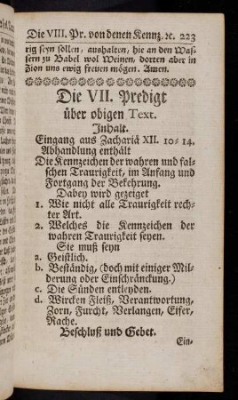 223-235, Die Kennzeichen der wahren und falschen Traurigkeit...