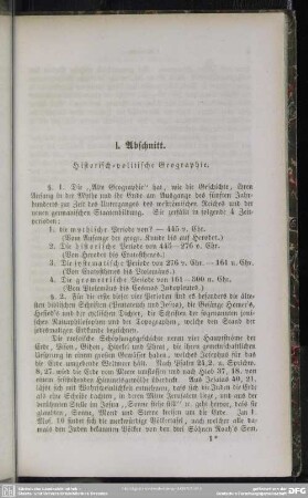 I. Abschnitt : Historisch-politische Geographie