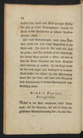 Sechstes Kapitel. Seelenruhe.