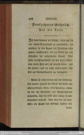 Funfzehntes Gespräch. Von der Liebe