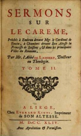 Sermons sur le carême, 2