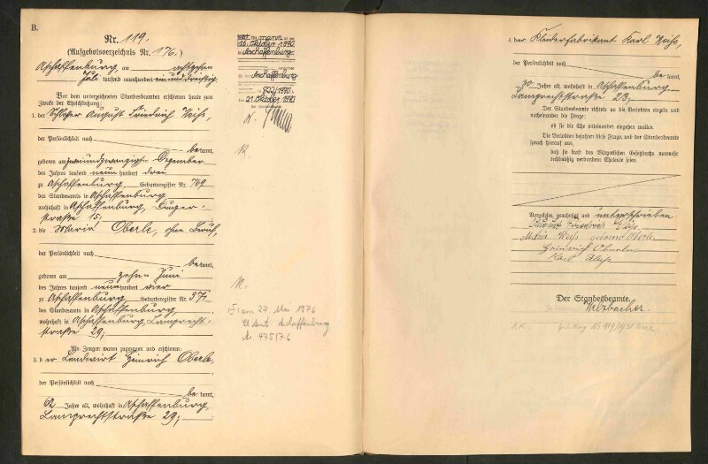 Standesamtsbuch der Stadt Aschaffenburg: Eheschließungen 252/1930 - 130/1931