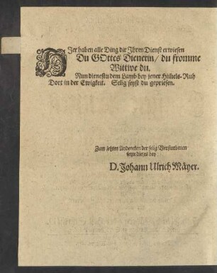 Hier haben alle Ding dir Ihren Dienst erwiesen [...]