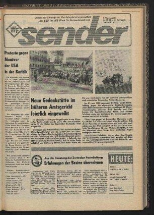 Betriebszeitung 'WF-Sender', Nr.19/1980 (3. Maiausgabe 1980)