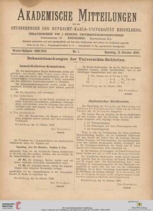 Nr. 1 (21.Oktober 1899)