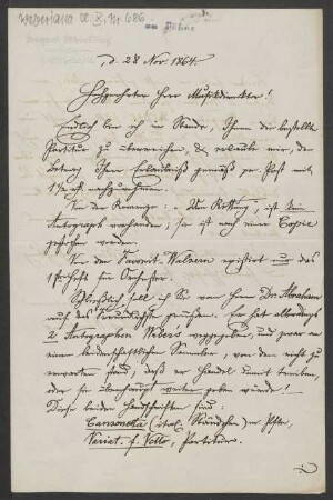 Brief an Friedrich Wilhelm Jähns : 28.11.1864